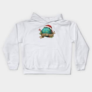 D20 Merry Critmas Dice Aqua Kids Hoodie